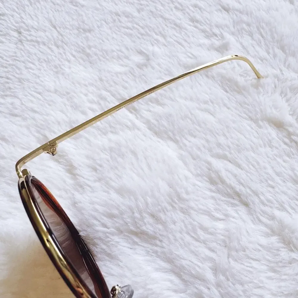 Dean Tortoise Brown w/ Gold Rims Round Sunglasses